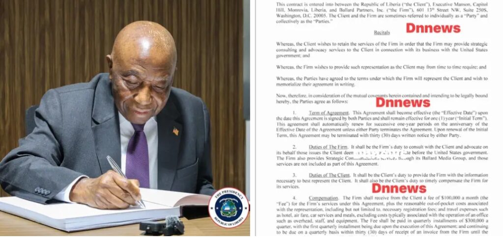 Liberia Signs Deal to PAY $ 100,000 USD Every Month As Lobbying Fees With Ballard Partners